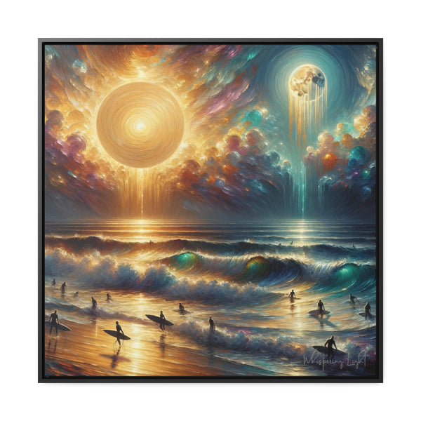 Moonlit Serenity: An Impressionist Symphony of Surfers at Dusk - Impressionism Art