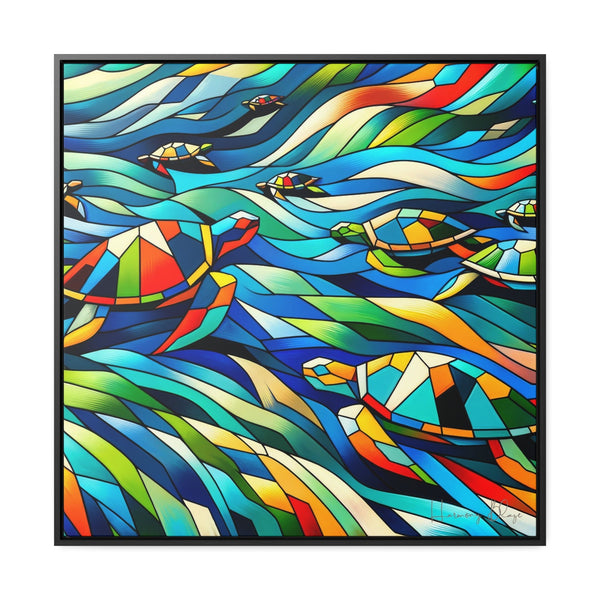 Geometric Melody: Turtles in the Abstract Sea - Abstract Art - My Divine Hands