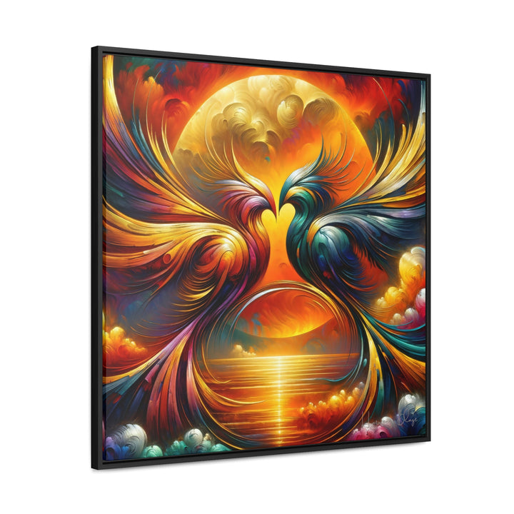 Passion Play of Tropics: Metallic Avian Love at Sunset - Abstract Art - My Divine Hands
