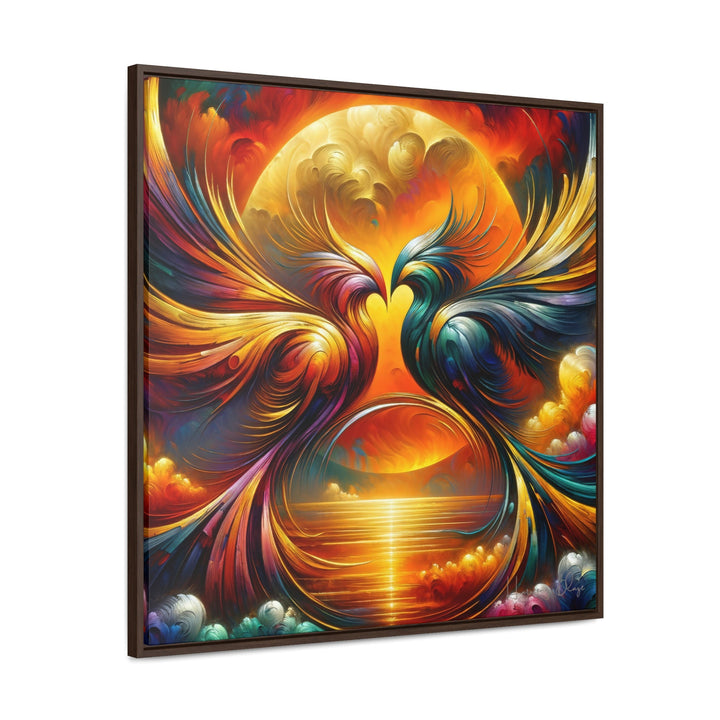 Passion Play of Tropics: Metallic Avian Love at Sunset - Abstract Art - My Divine Hands