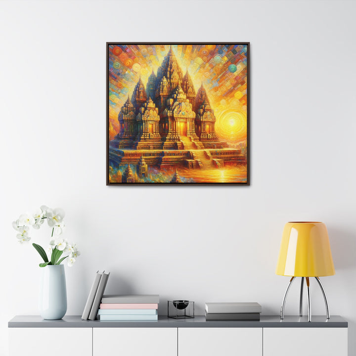 Radiant Dawn on the Ancient Temple - Abstract Painting - My Divine Hands