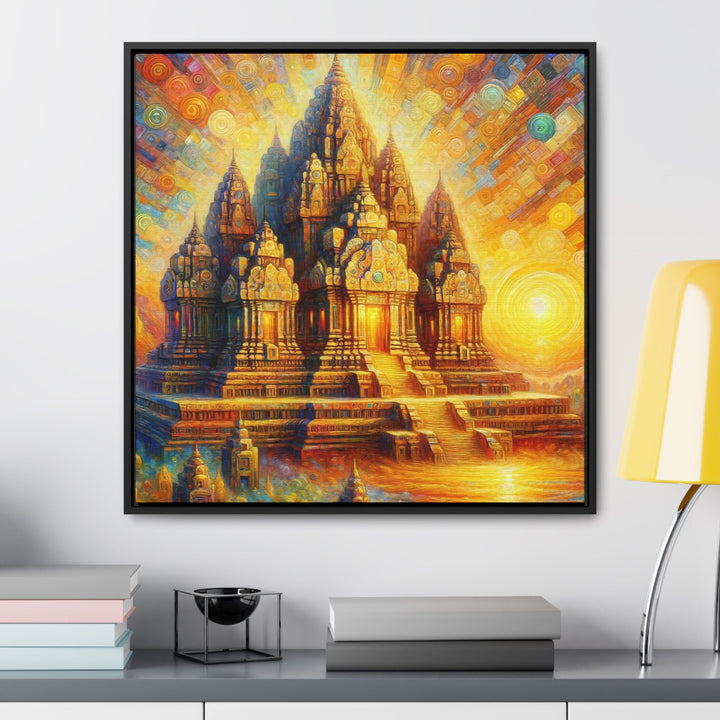 Radiant Dawn on the Ancient Temple - Abstract Painting - My Divine Hands