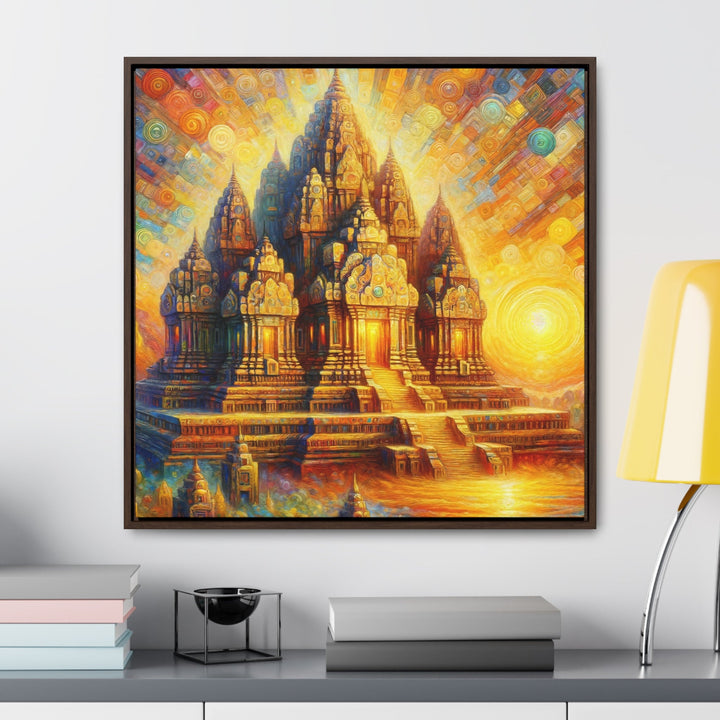 Radiant Dawn on the Ancient Temple - Abstract Painting - My Divine Hands