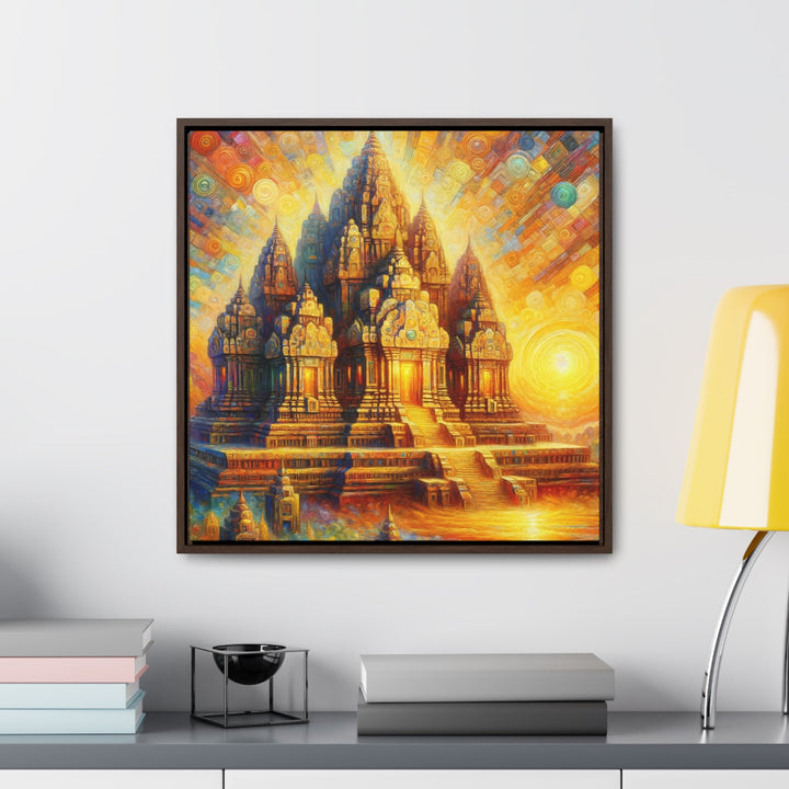 Radiant Dawn on the Ancient Temple - Abstract Painting - My Divine Hands