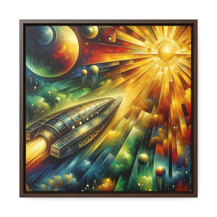 Temporal Escape: Sunrise over the Cosmogold Spaceship - Abstract Painting - My Divine Hands