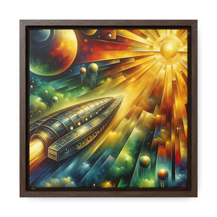 Temporal Escape: Sunrise over the Cosmogold Spaceship - Abstract Painting - My Divine Hands